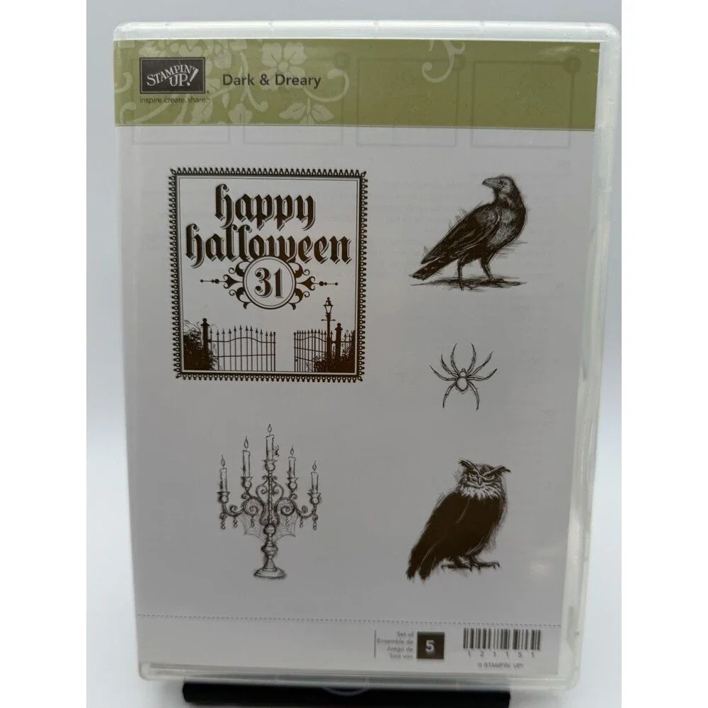 Stampin' Up! Dark & Dreary Halloween stamp set candles owl crow spider cemetery